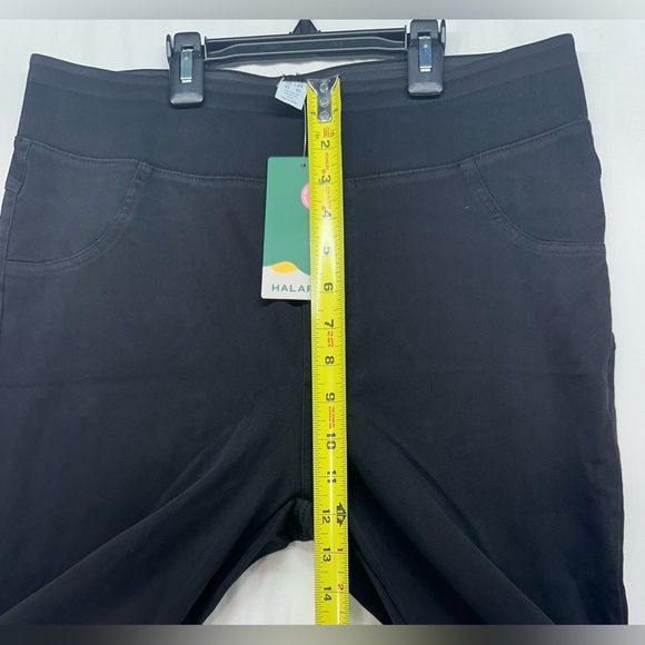 Halara High Waisted Back Pocket Stretchy Knit Denim Leggings Pants Black L - Picture 6 of 9